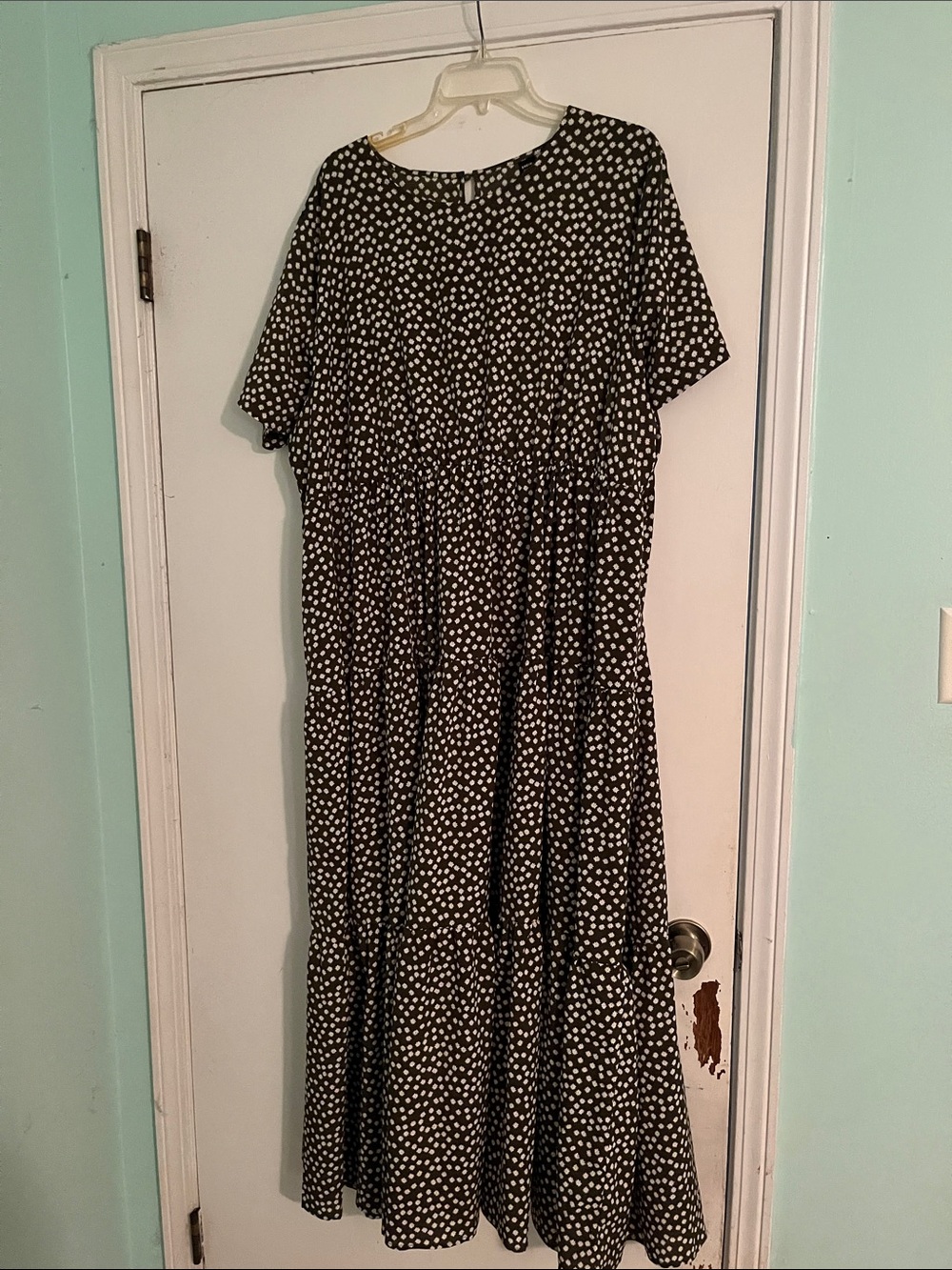 SHEIN Black Maxi Dress with White Polka Dots